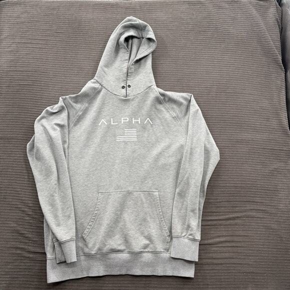 Alpha Hoodie Men XL Gray Cotton Comfort Fleece Gym Workout Outdoors Athletic. - Picture 1 of 9